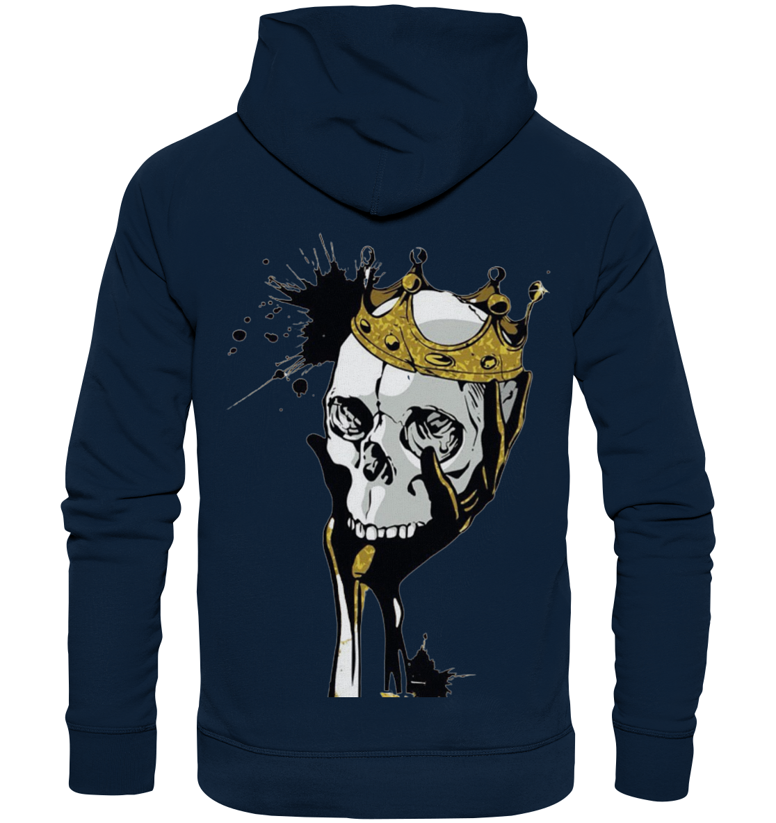 Totenkopf Krone Druck Hinten - Organic Fashion Hoodie