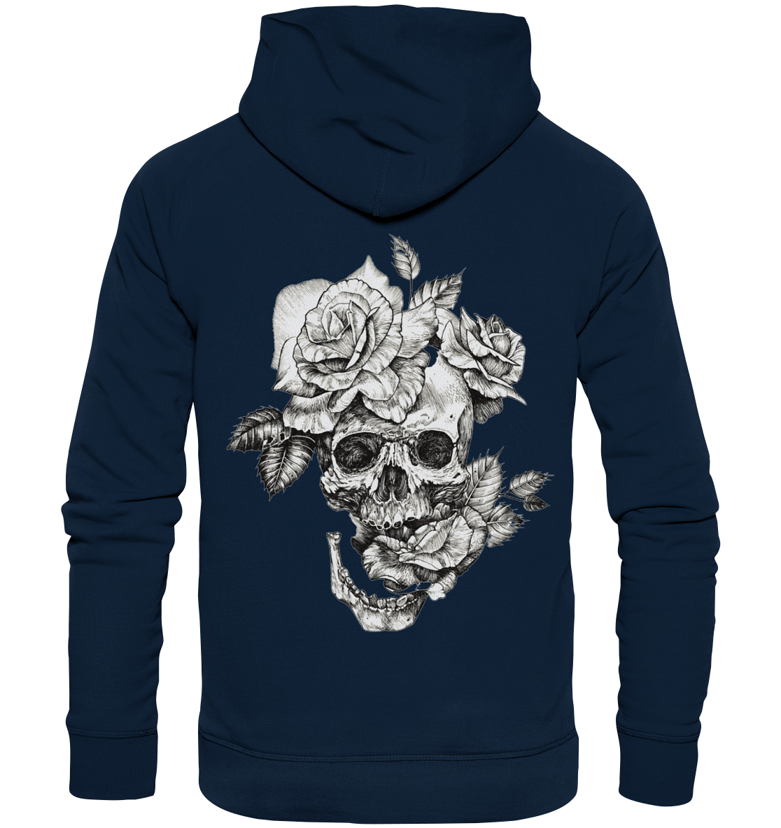 Totenkopf Blume Hinten - Organic Fashion Hoodie
