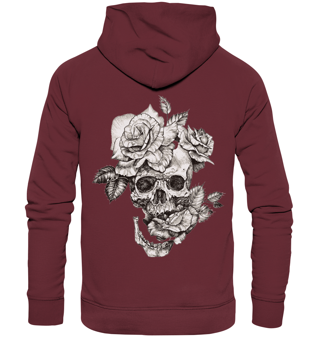Totenkopf Blume Hinten - Organic Fashion Hoodie