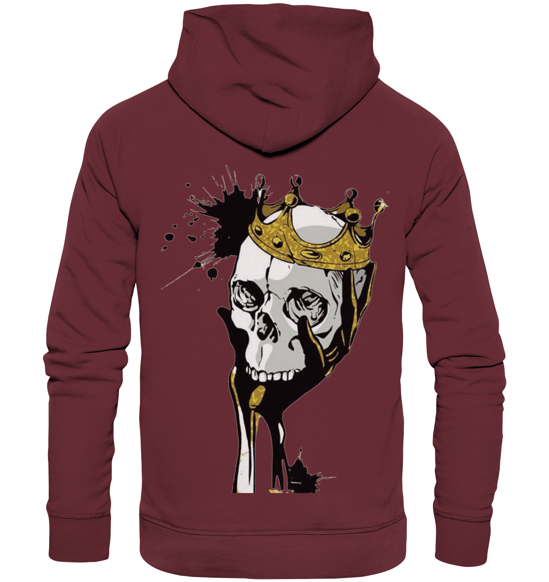 Totenkopf Krone Druck Hinten - Organic Fashion Hoodie