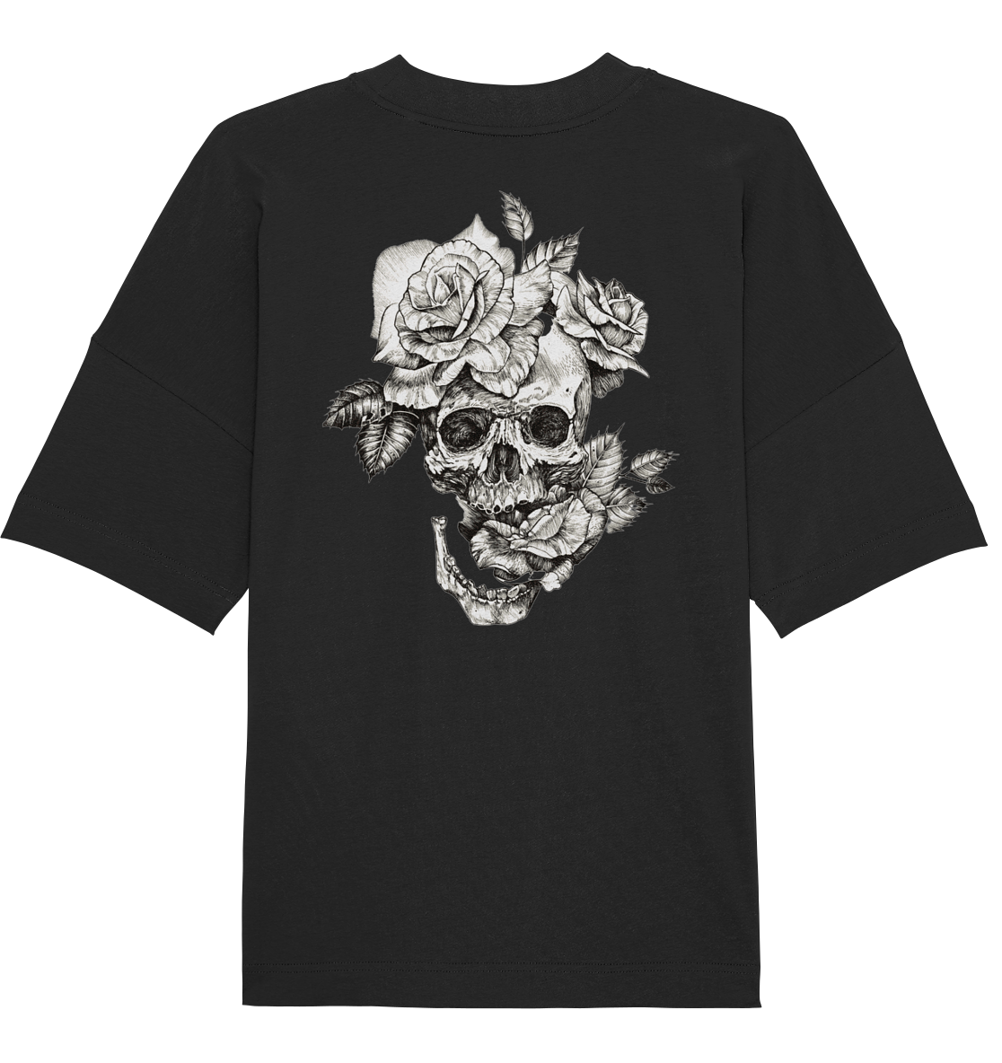 T-Shirt Totenkopf Blume Hinten - Organic Oversize Shirt