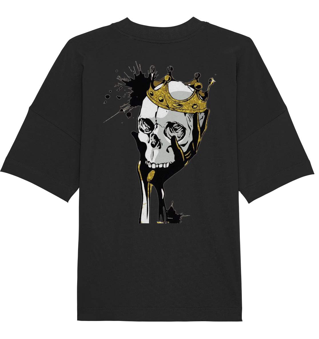 T-Shirt Totenkopf Krone Druck Hinten - Organic Oversize Shirt