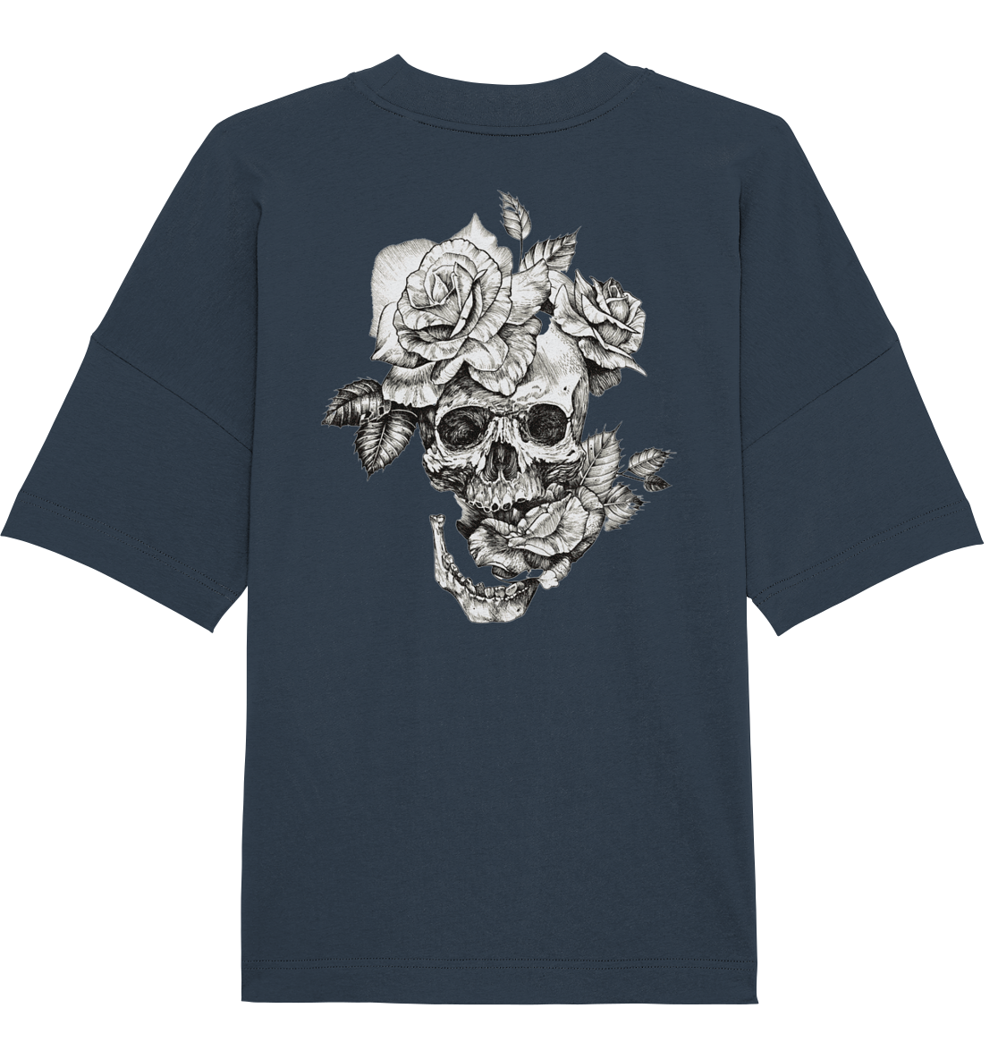 T-Shirt Totenkopf Blume Hinten - Organic Oversize Shirt