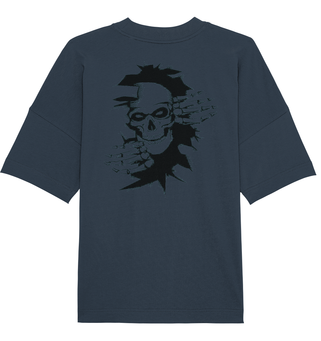 T-Shirt Totenkopf Wand Druck Hinten - Organic Oversize Shirt