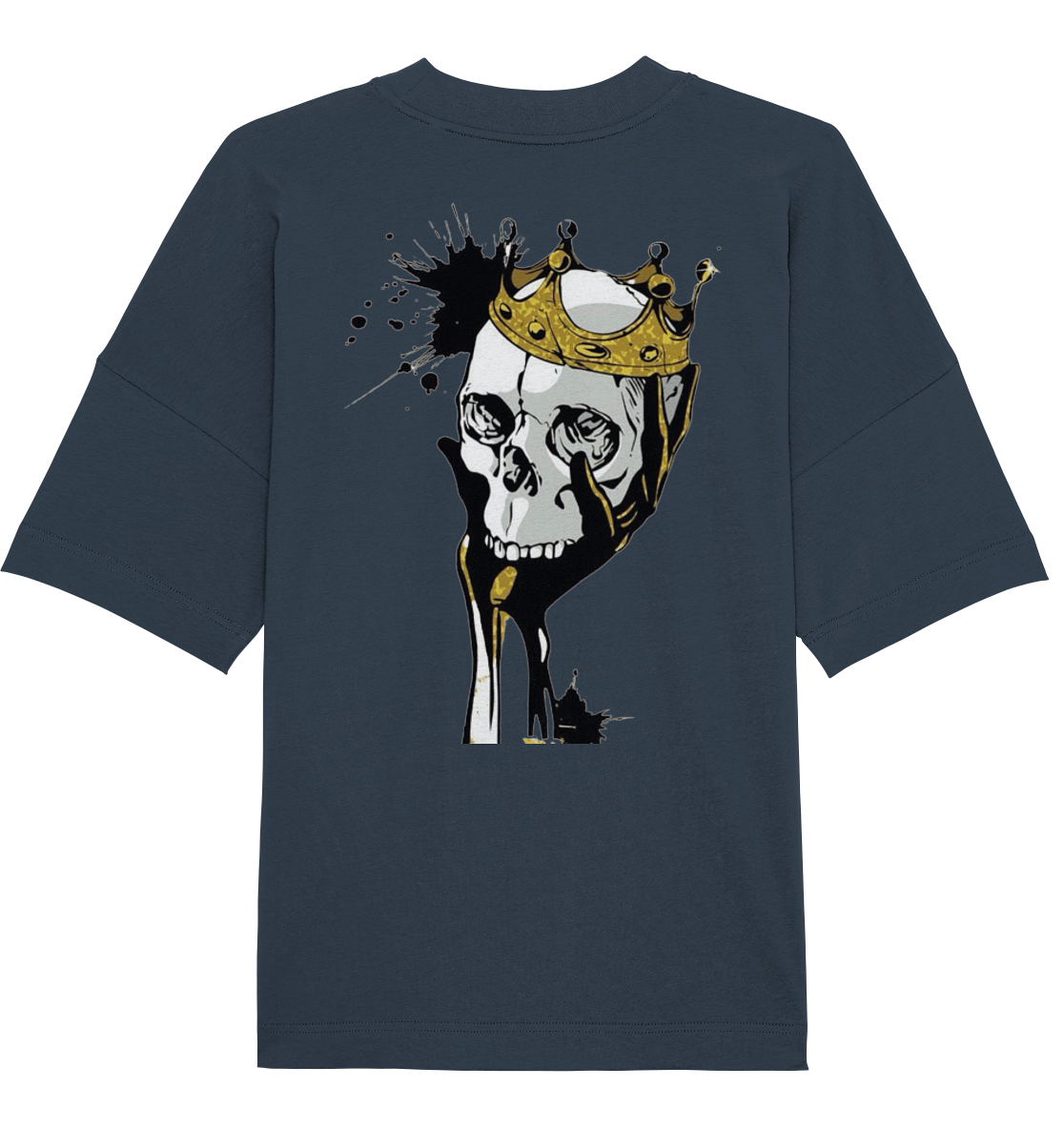 T-Shirt Totenkopf Krone Druck Hinten - Organic Oversize Shirt