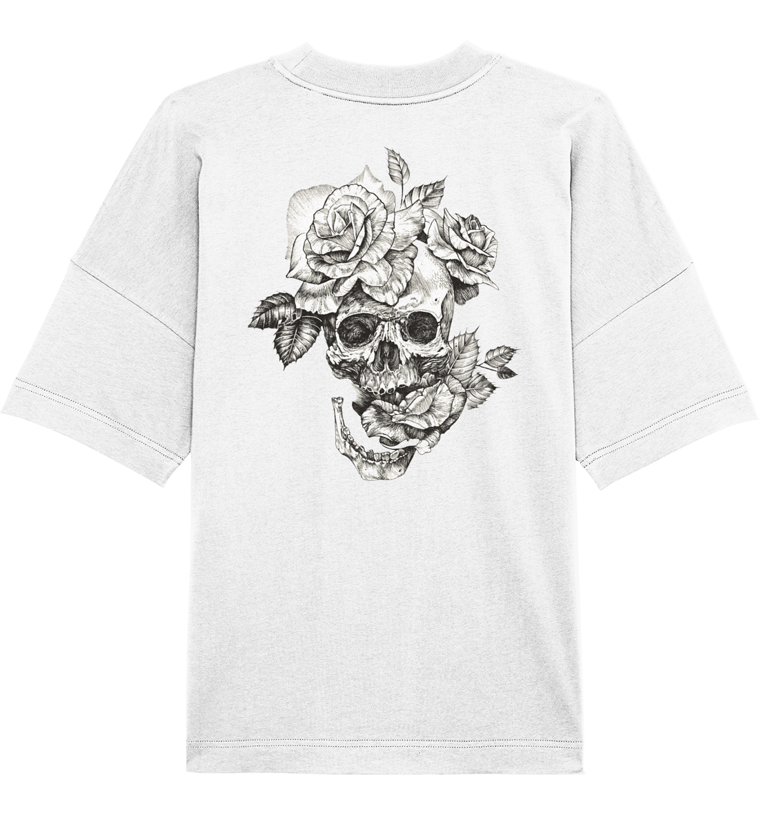 T-Shirt Totenkopf Blume Hinten - Organic Oversize Shirt