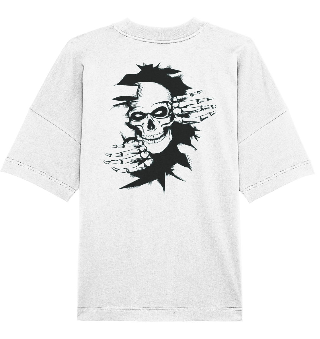 T-Shirt Totenkopf Wand Druck Hinten - Organic Oversize Shirt