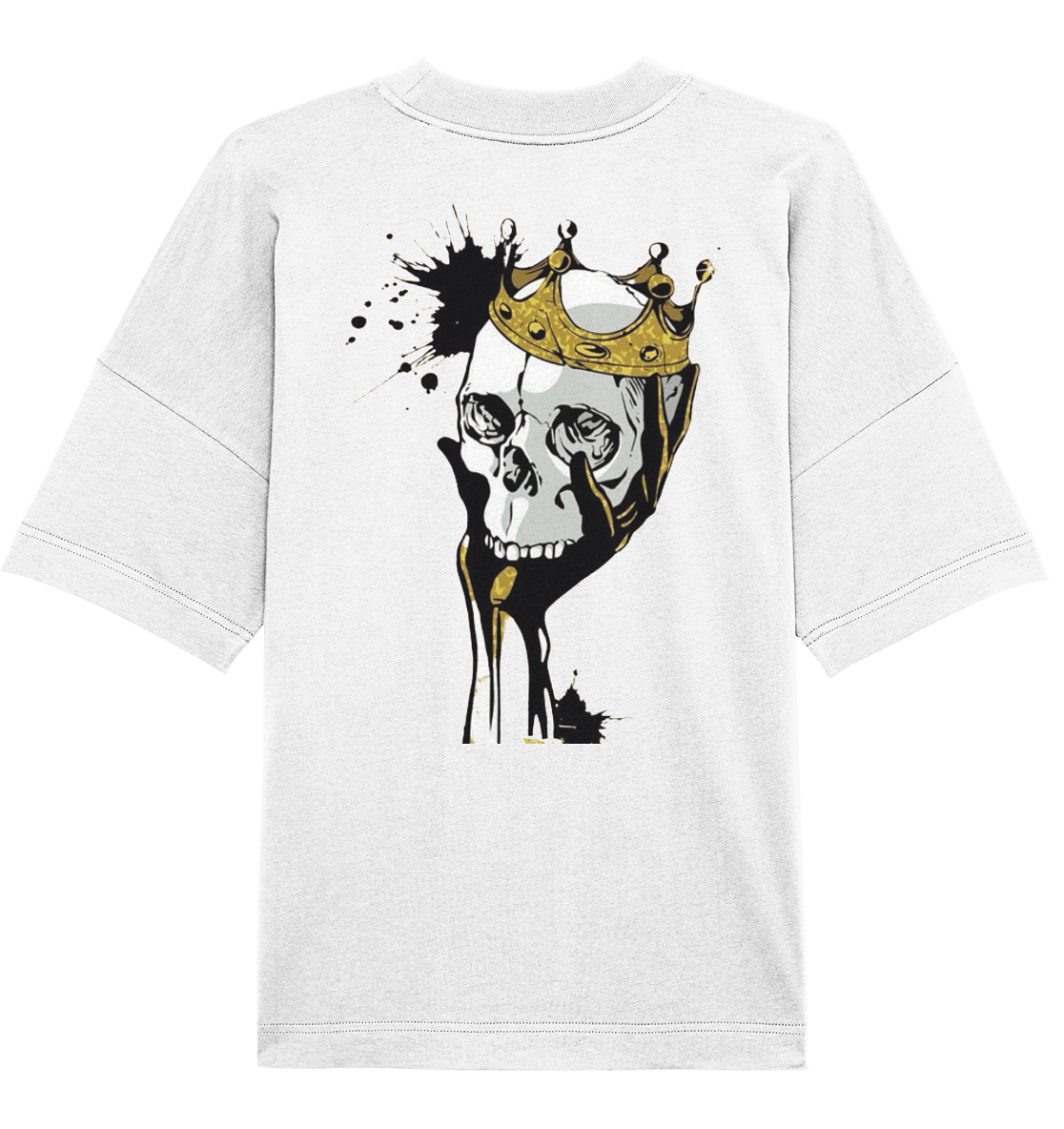 T-Shirt Totenkopf Krone Druck Hinten - Organic Oversize Shirt