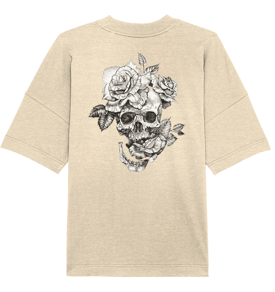 T-Shirt Totenkopf Blume Hinten - Organic Oversize Shirt