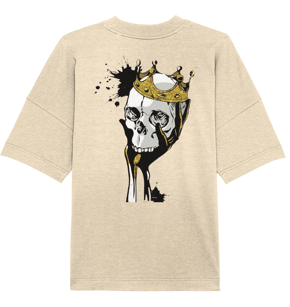 T-Shirt Totenkopf Krone Druck Hinten - Organic Oversize Shirt