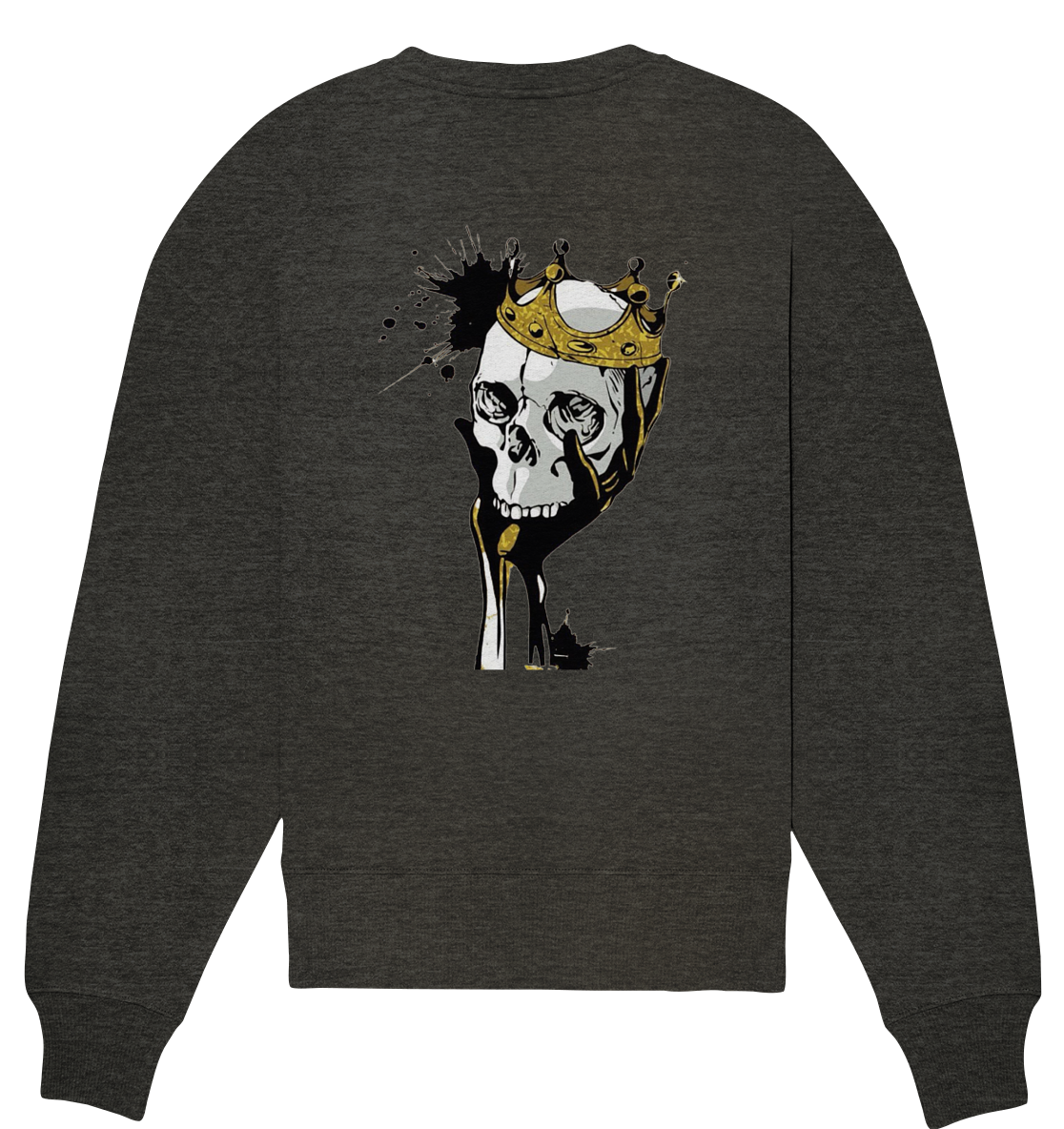 Totenkopf Krone Druck Hinten - Organic Oversize Sweatshirt