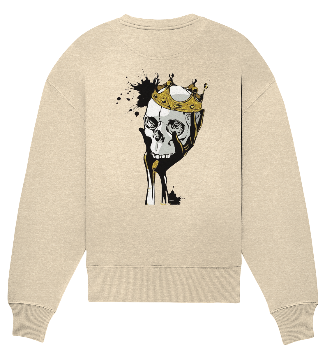 Totenkopf Krone Druck Hinten - Organic Oversize Sweatshirt