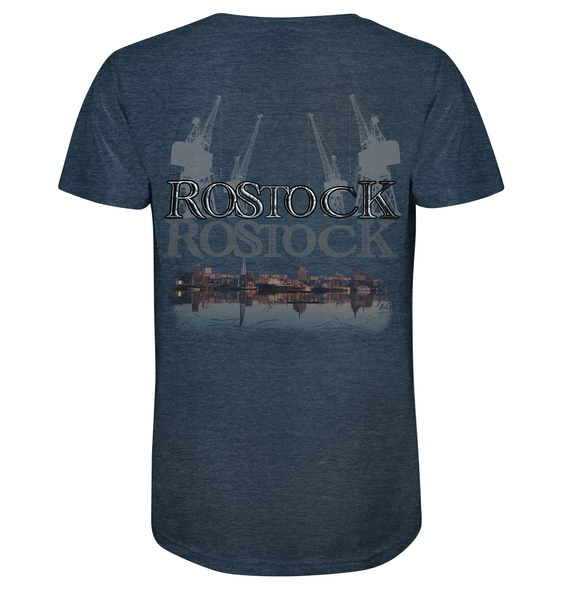 T-Shirt Motiv Rostock Druck hinten - Organic Shirt (meliert)