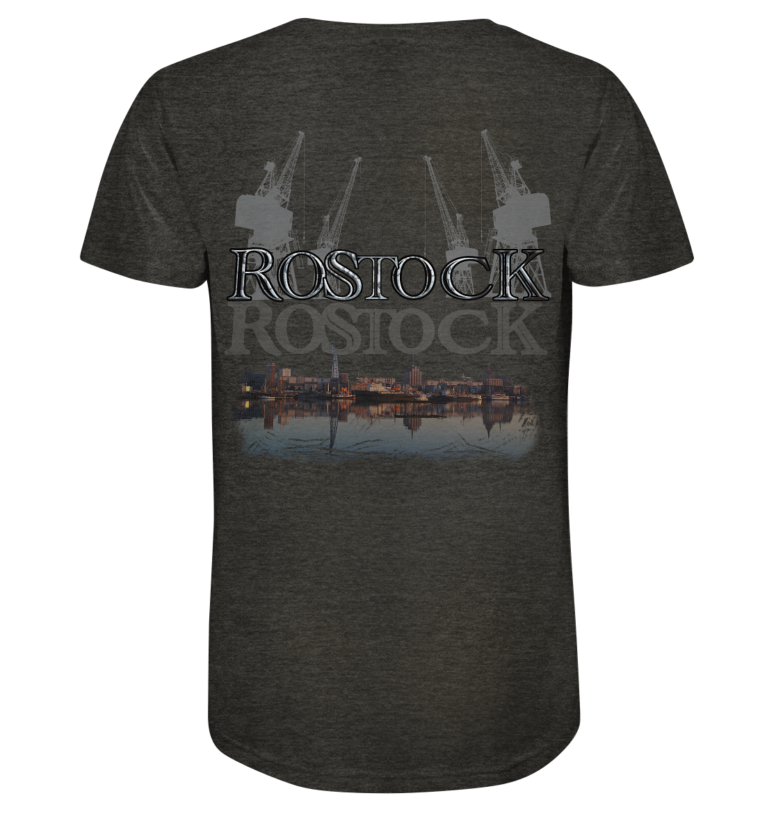 T-Shirt Motiv Rostock Druck hinten - Organic Shirt (meliert)