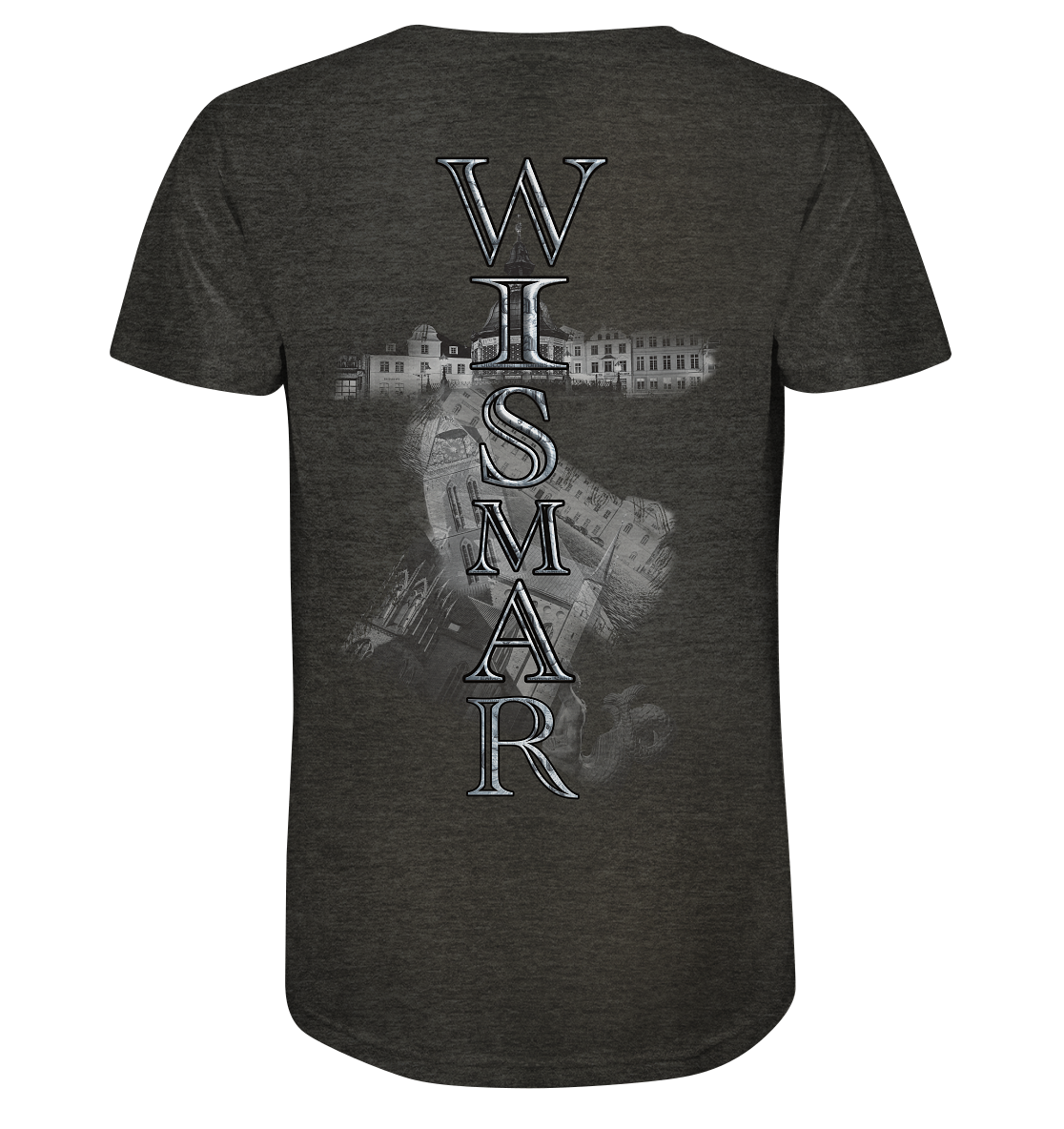 T-Shirt Wismar Druck Hinten - Organic Shirt (meliert)