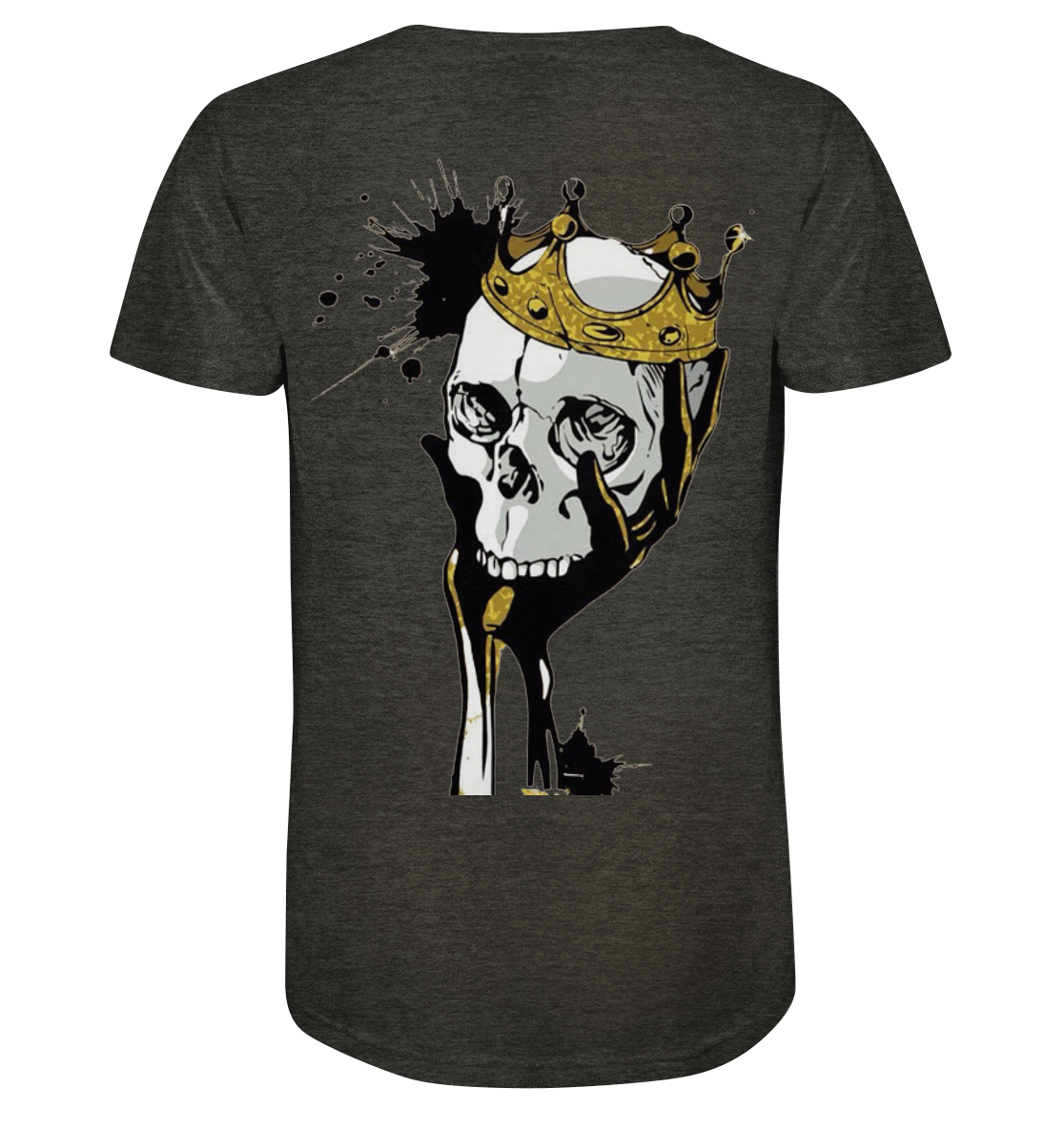T-Shirt Totenkopf Krone Druck Hinten - Organic Shirt (meliert)