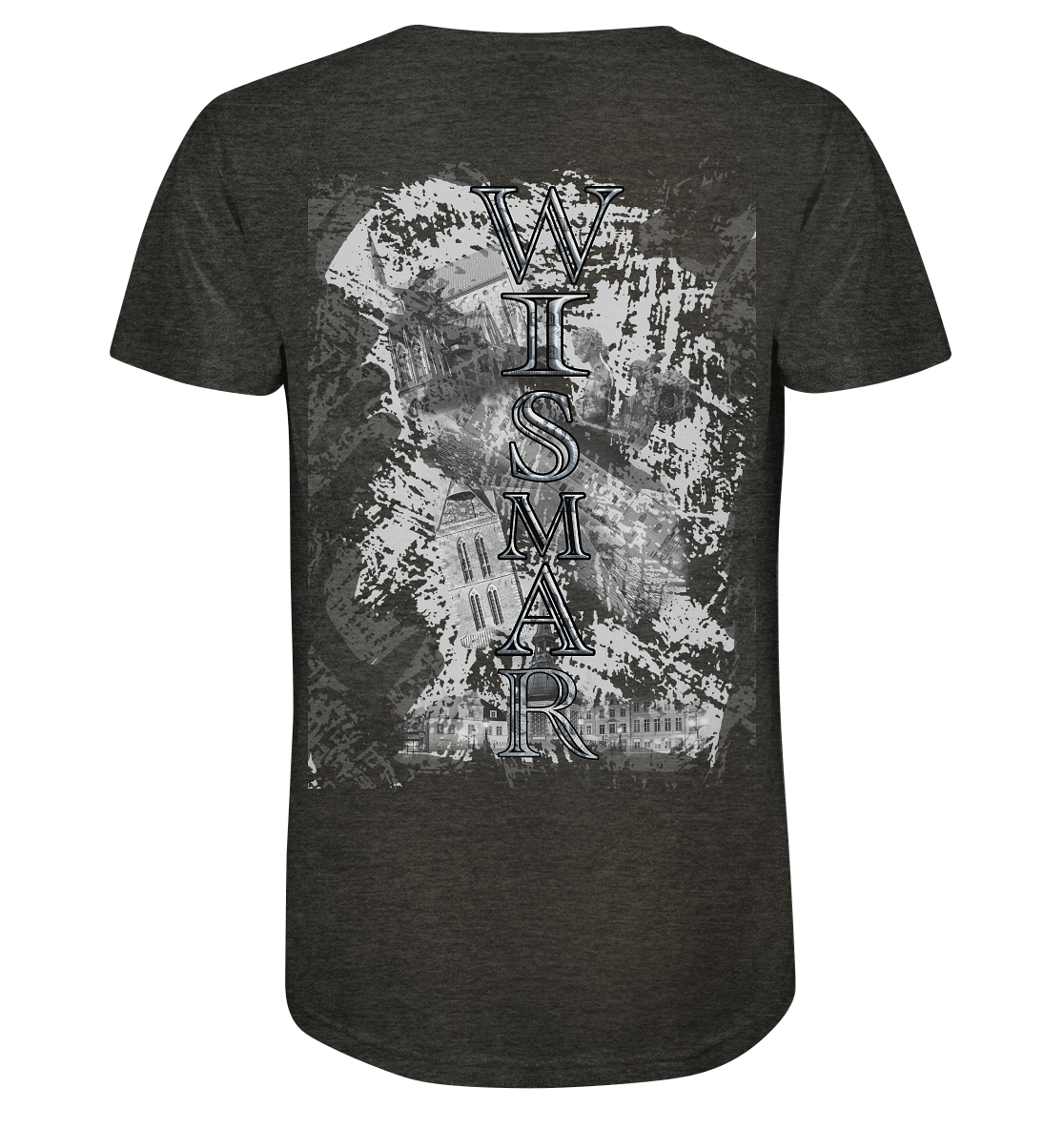 T-Shirt Wismar Crunsch Druck Hinten - Organic Shirt (meliert)