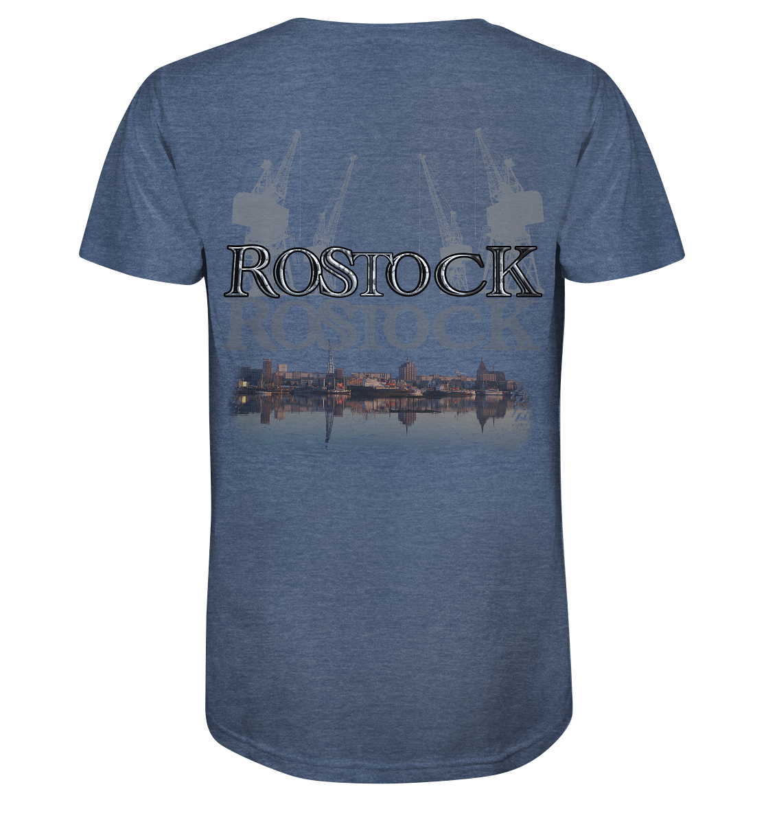 T-Shirt Motiv Rostock Druck hinten - Organic Shirt (meliert)