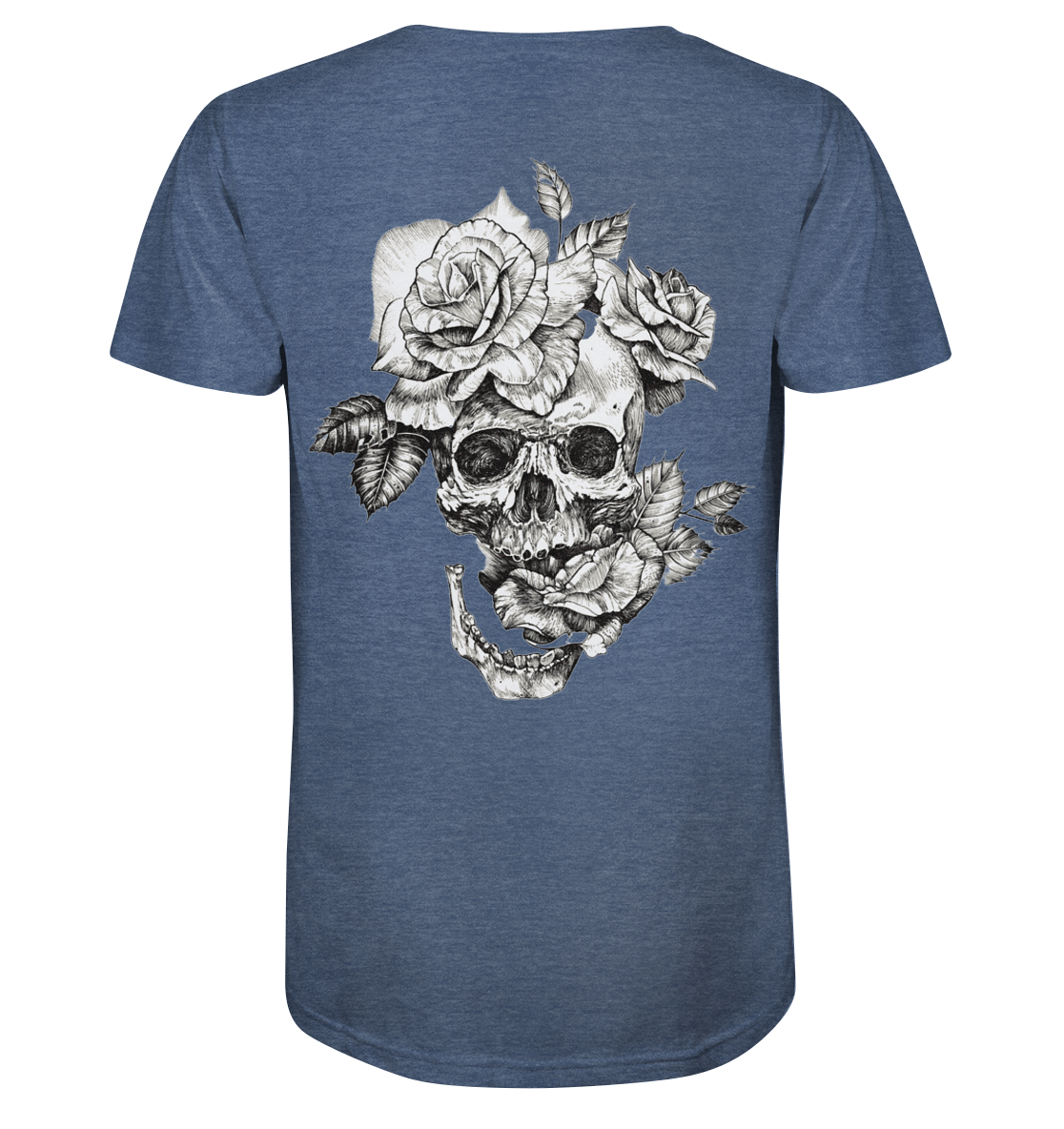 T-Shirt Totenkopf Blume Hinten - Organic Shirt (meliert)