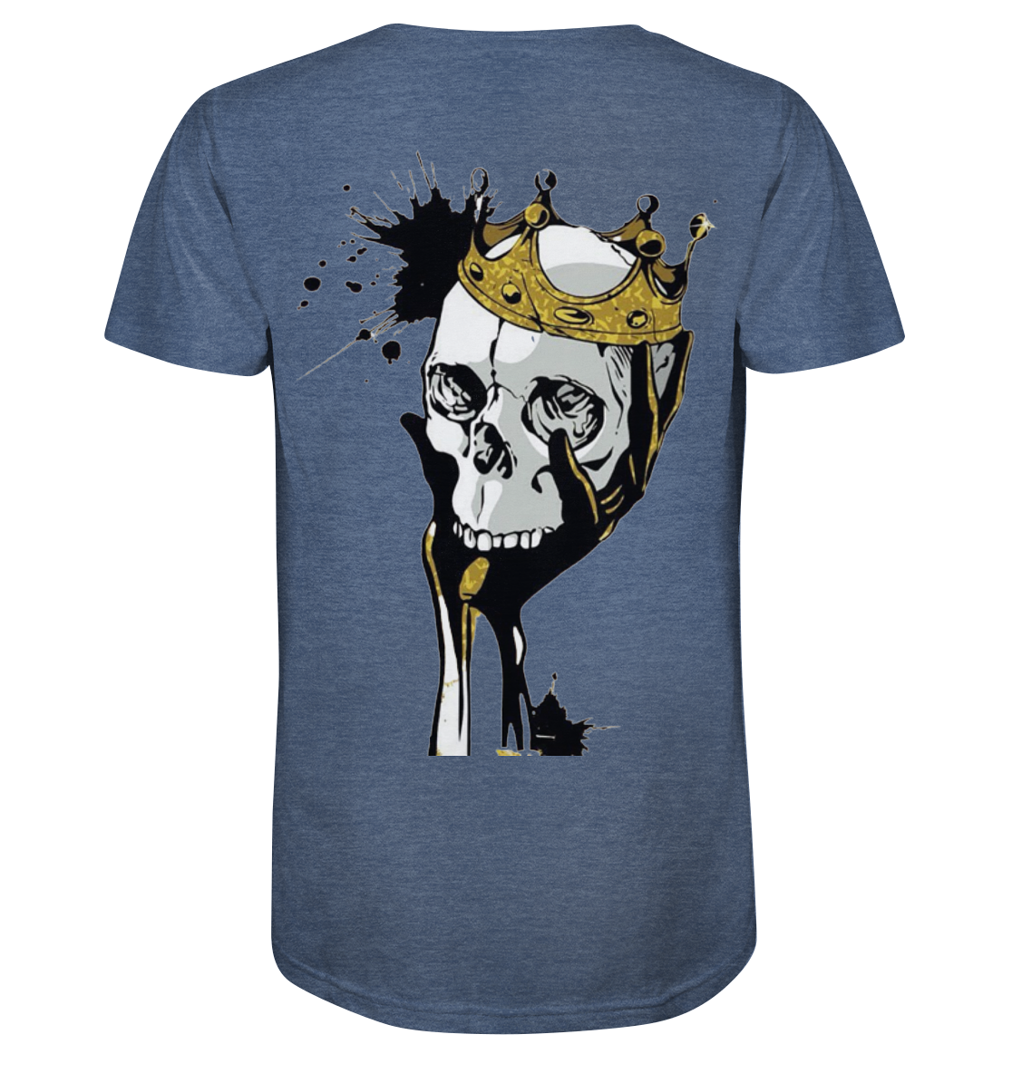 T-Shirt Totenkopf Krone Druck Hinten - Organic Shirt (meliert)