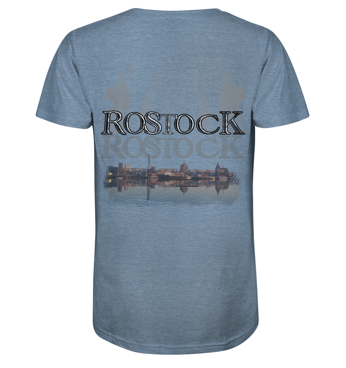 T-Shirt Motiv Rostock Druck hinten - Organic Shirt (meliert)