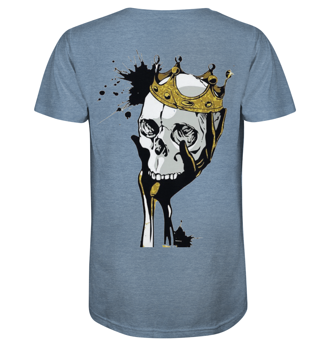 T-Shirt Totenkopf Krone Druck Hinten - Organic Shirt (meliert)