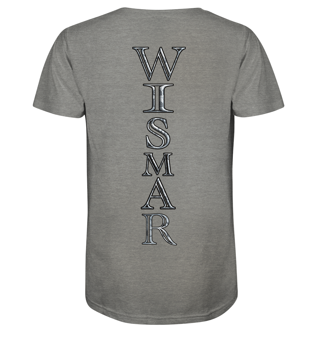 T-Shirt Aufschrift Wismar Nordic Design hinten - Organic Shirt (meliert)