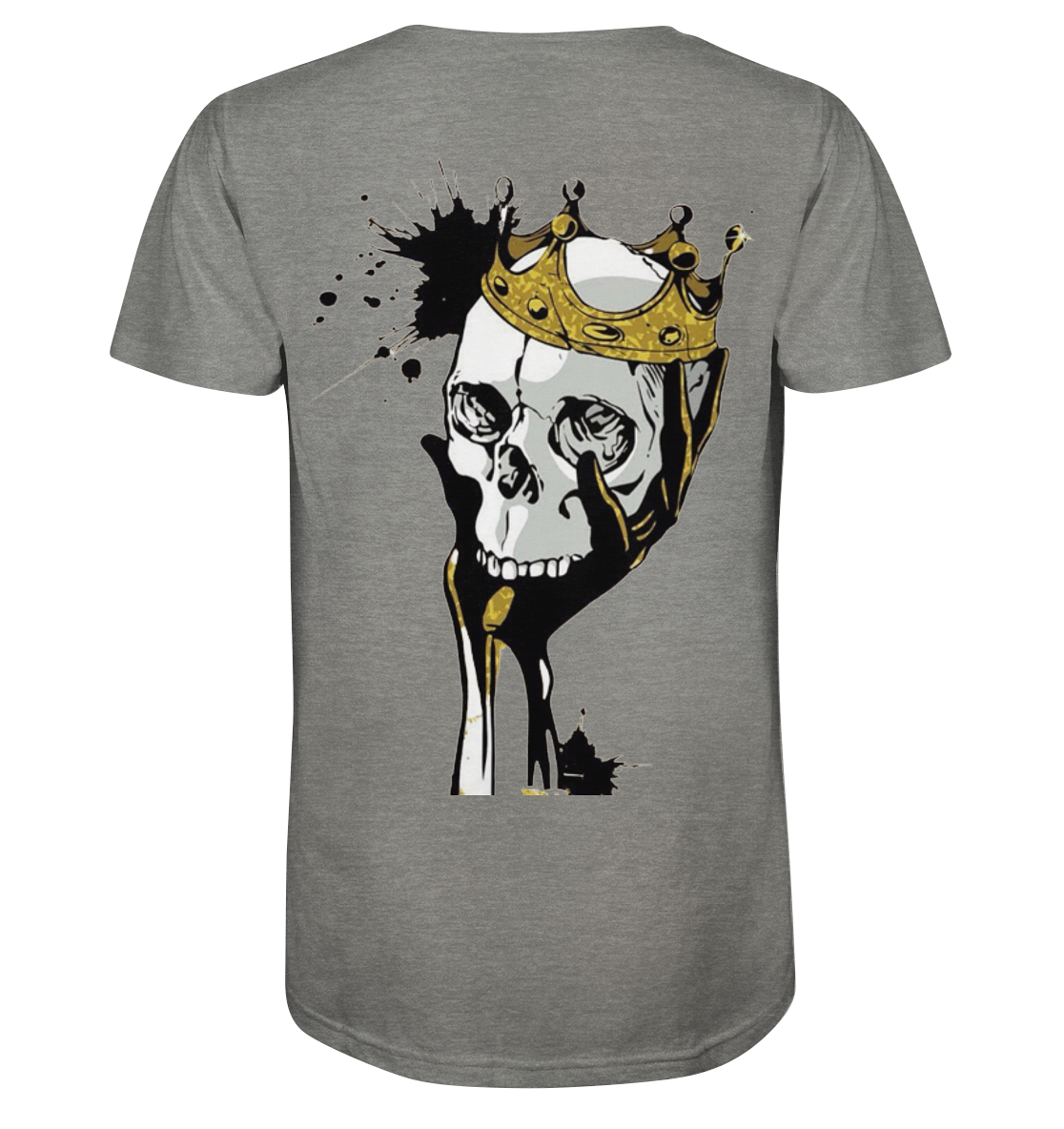 T-Shirt Totenkopf Krone Druck Hinten - Organic Shirt (meliert)
