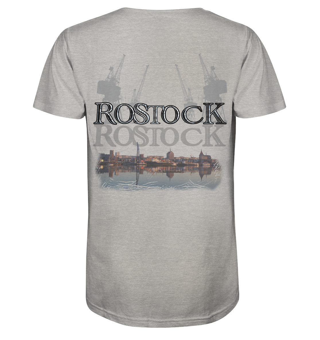 T-Shirt Motiv Rostock Druck hinten - Organic Shirt (meliert)