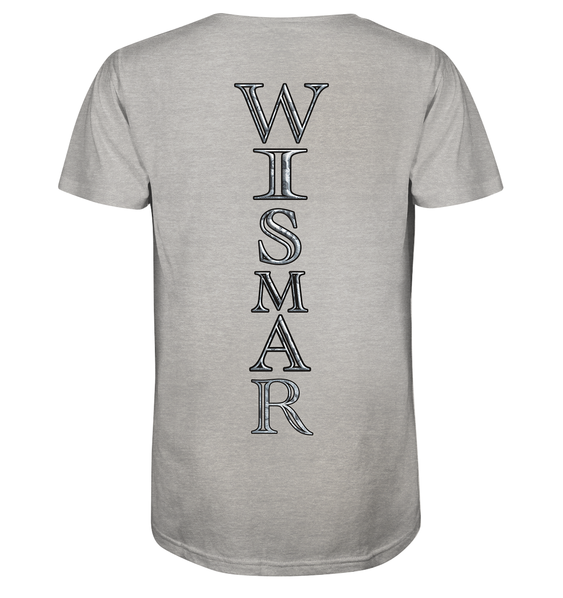 T-Shirt Aufschrift Wismar Nordic Design hinten - Organic Shirt (meliert)