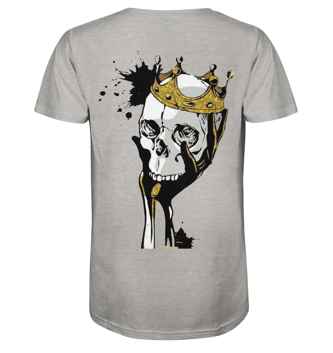 T-Shirt Totenkopf Krone Druck Hinten - Organic Shirt (meliert)