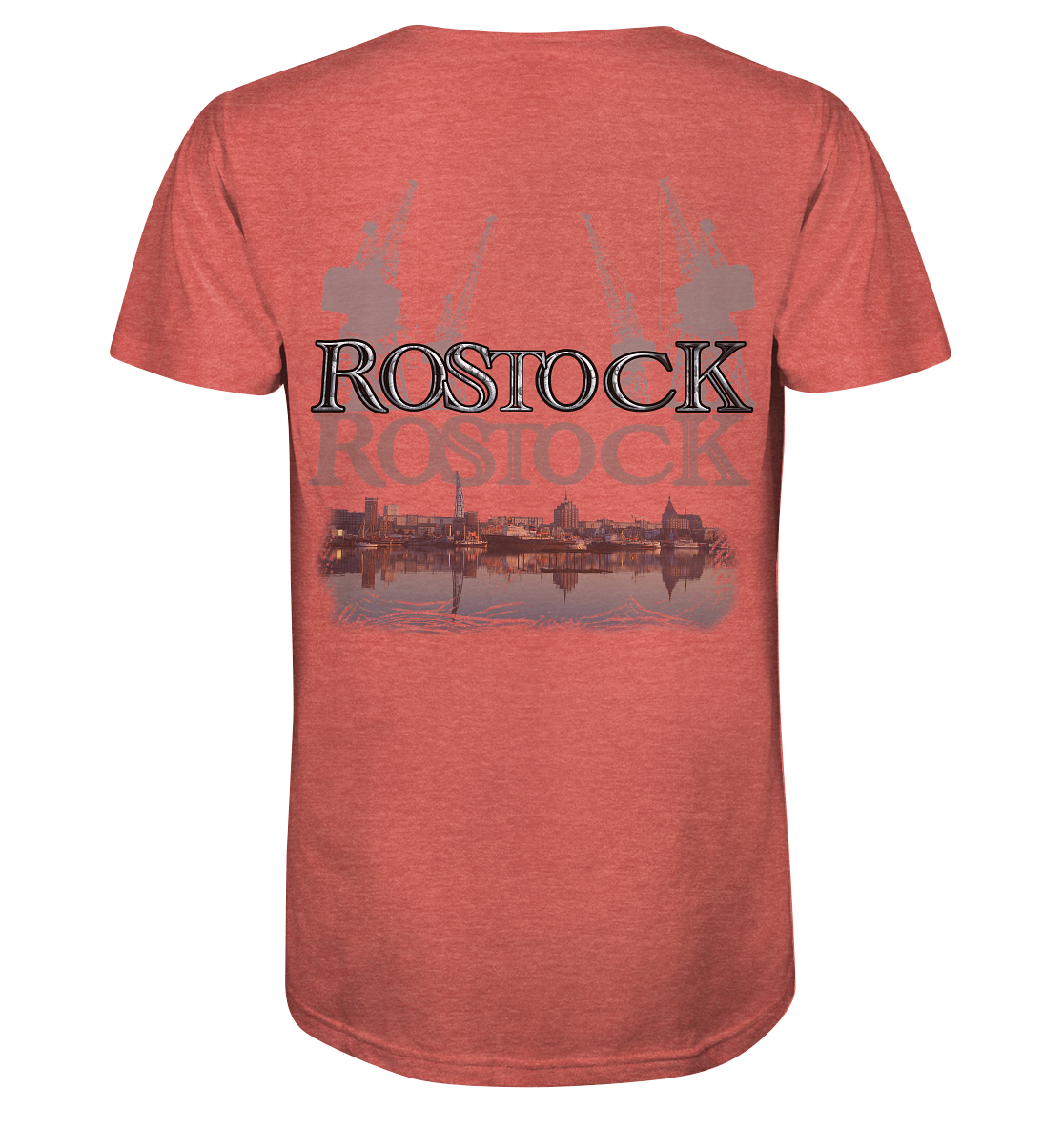 T-Shirt Motiv Rostock Druck hinten - Organic Shirt (meliert)