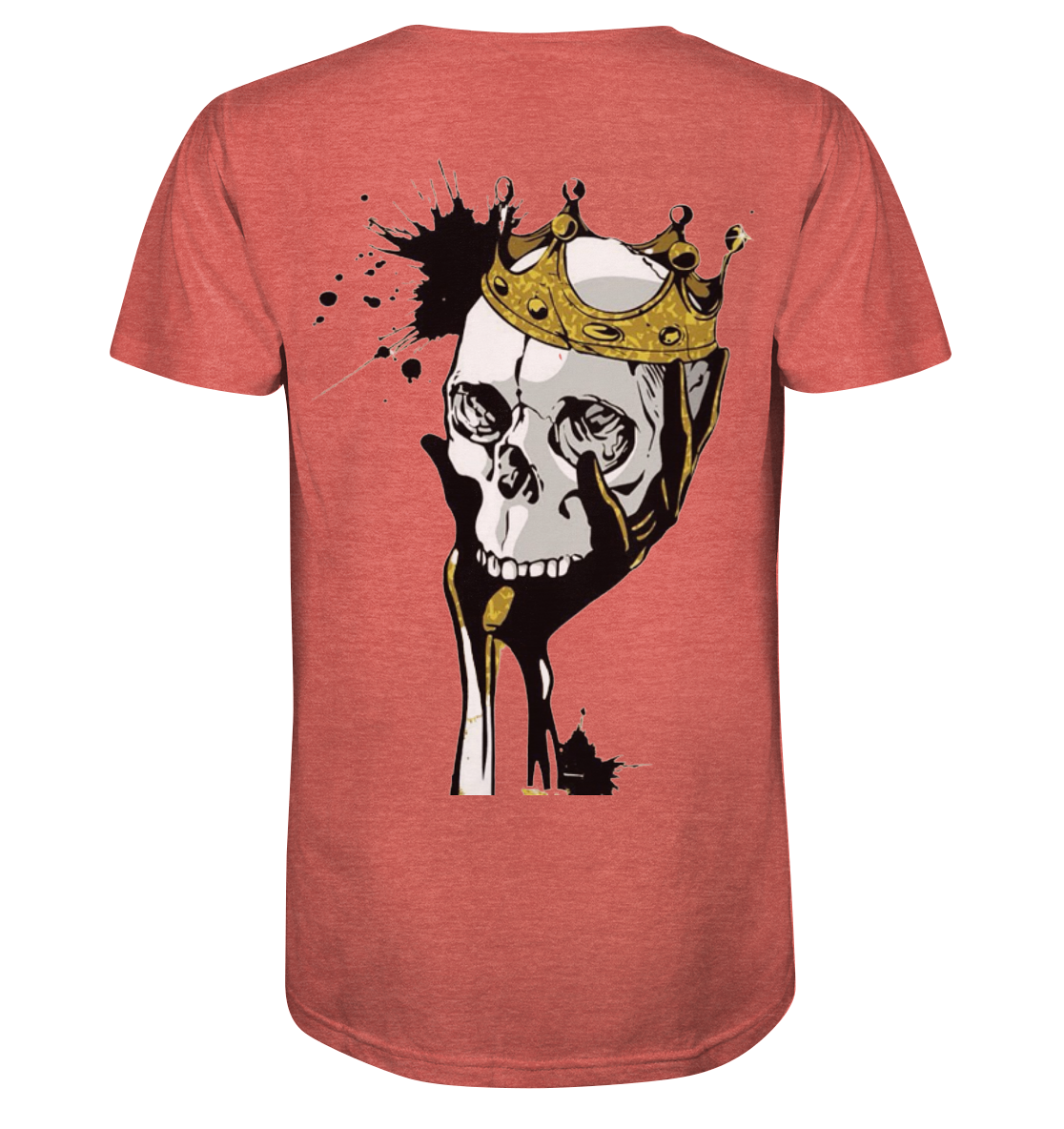 T-Shirt Totenkopf Krone Druck Hinten - Organic Shirt (meliert)