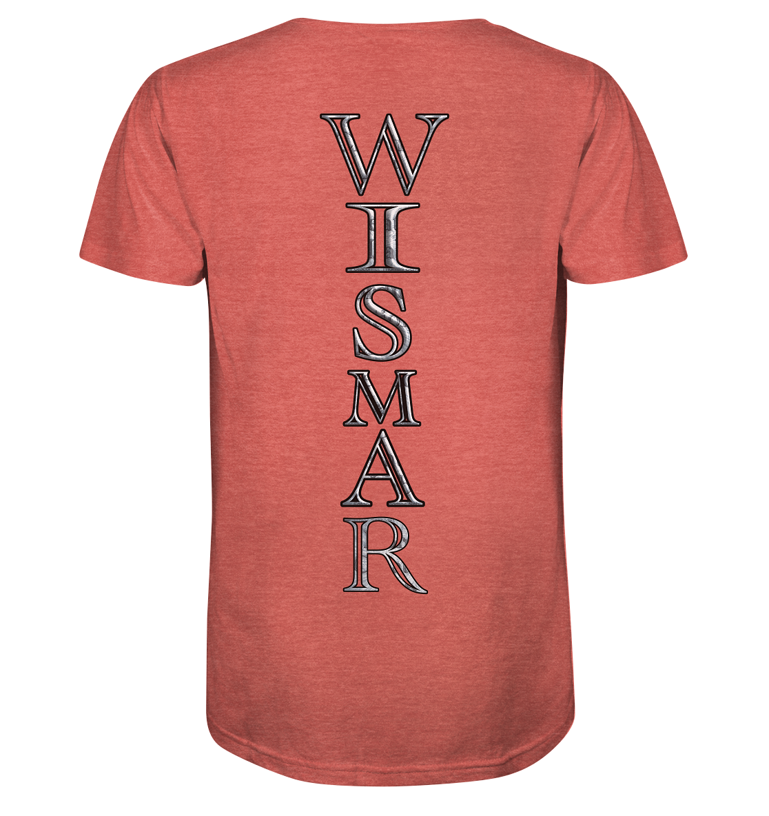 T-Shirt Aufschrift Wismar Nordic Design hinten - Organic Shirt (meliert)