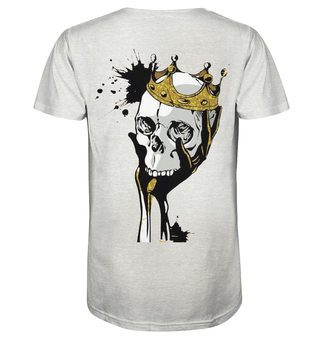 T-Shirt Totenkopf Krone Druck Hinten - Organic Shirt (meliert)