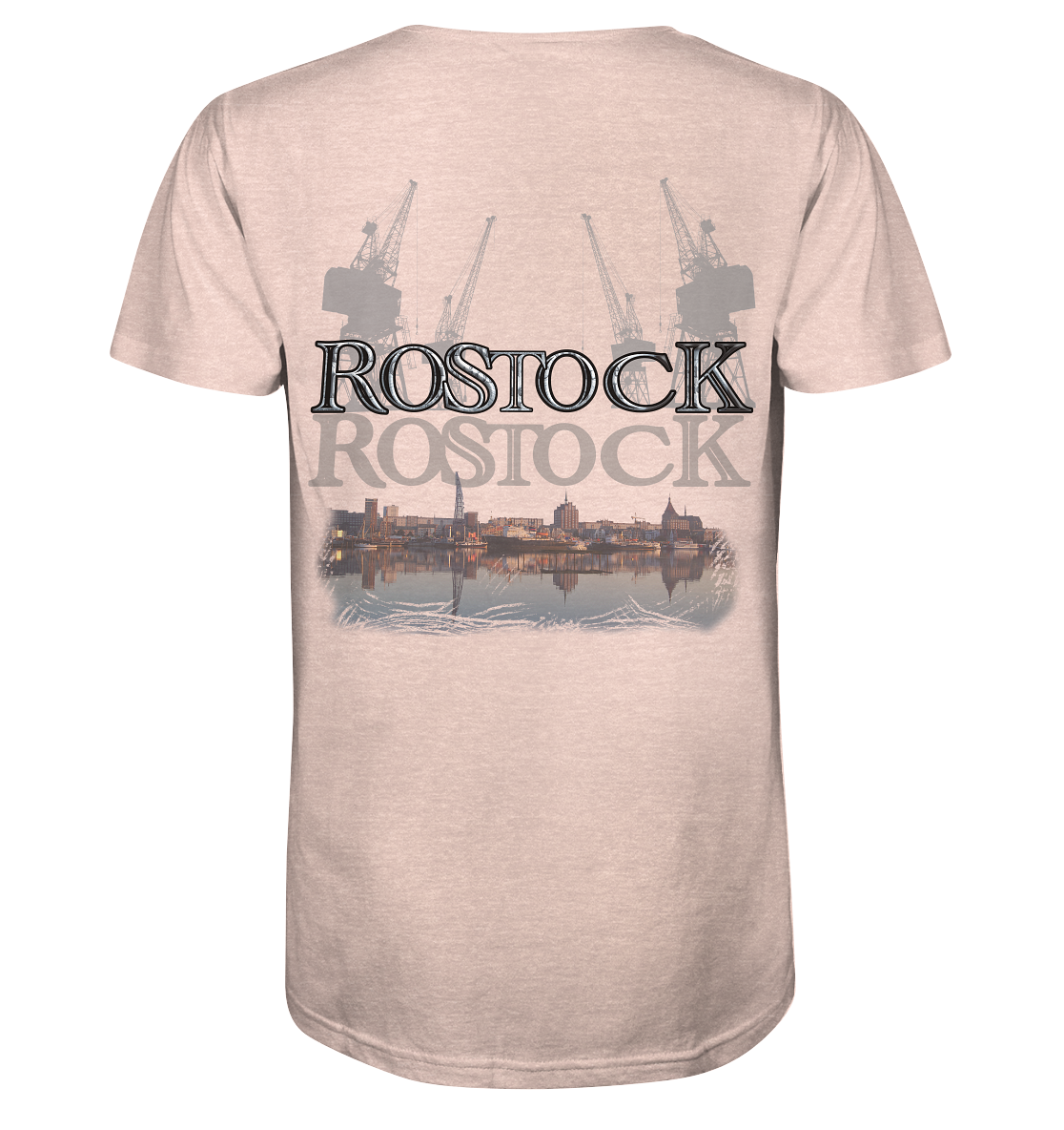 T-Shirt Motiv Rostock Druck hinten - Organic Shirt (meliert)