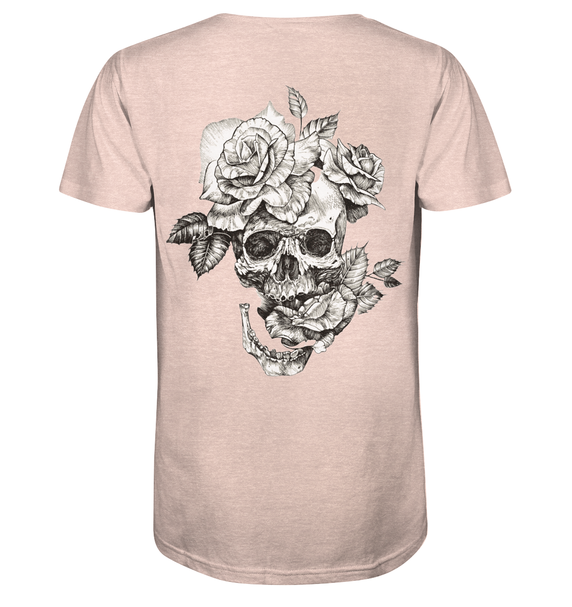 T-Shirt Totenkopf Blume Hinten - Organic Shirt (meliert)