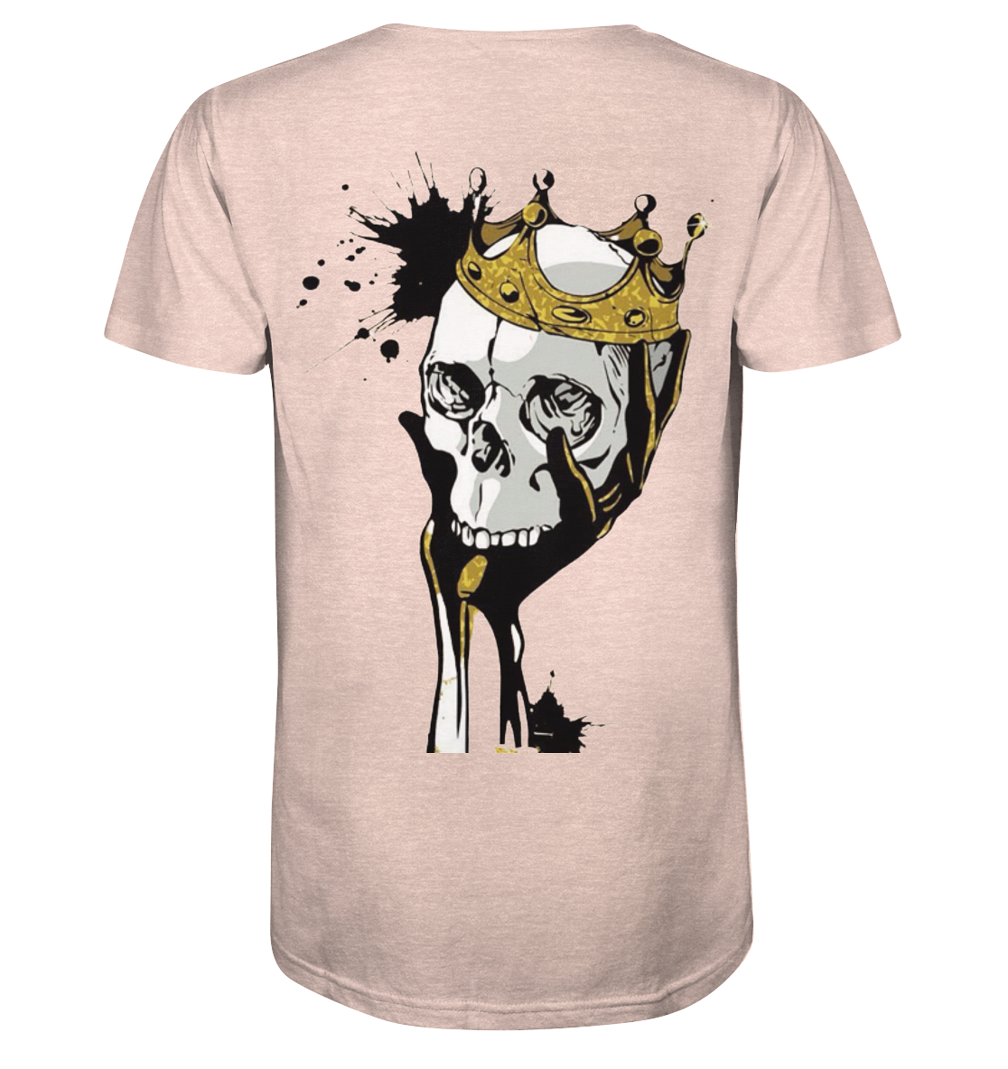 T-Shirt Totenkopf Krone Druck Hinten - Organic Shirt (meliert)