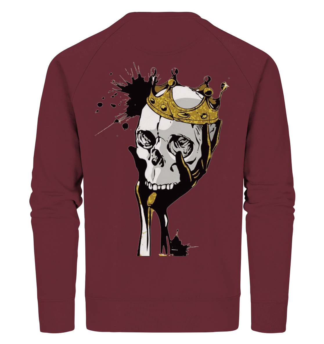 Totenkopf Krone Druck Hinten - Organic Sweatshirt