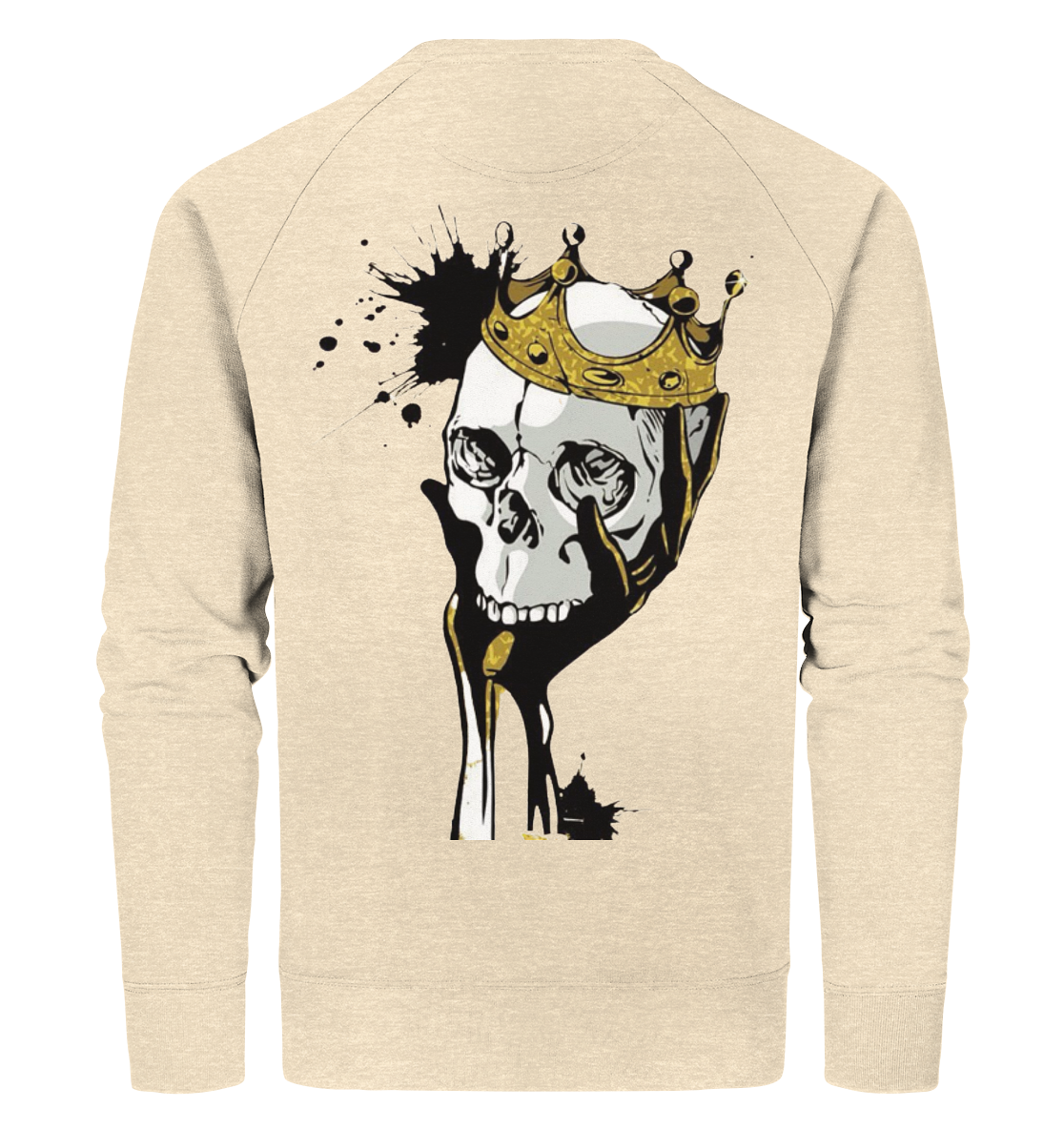 Totenkopf Krone Druck Hinten - Organic Sweatshirt
