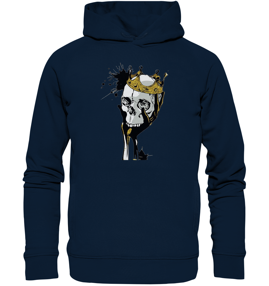 Totenkopf Krone Druck Vorne - Organic Fashion Hoodie
