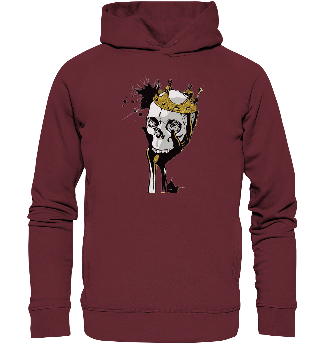 Totenkopf Krone Druck Vorne - Organic Fashion Hoodie