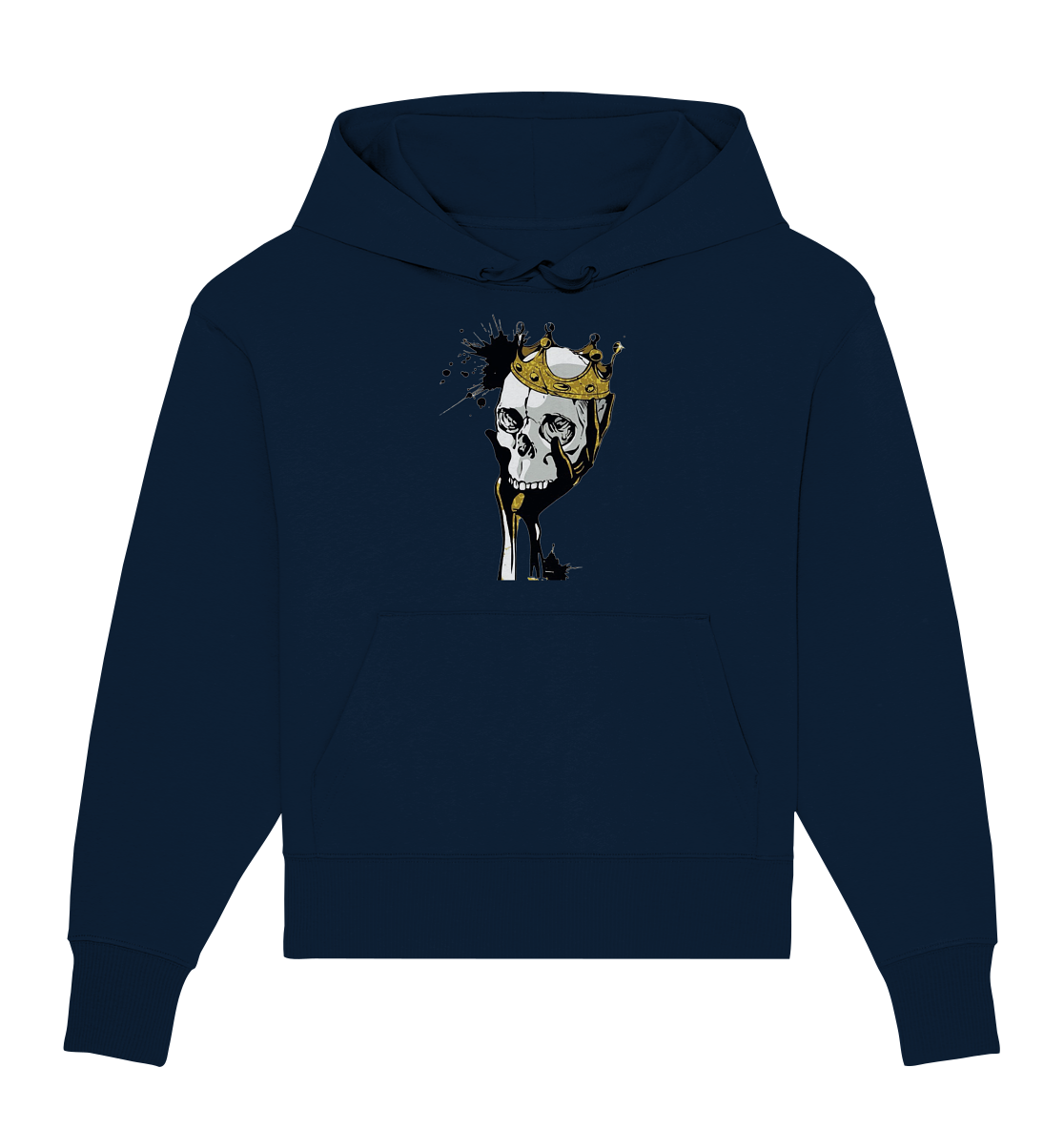 Totenkopf Krone Druck Vorne - Organic Oversize Hoodie