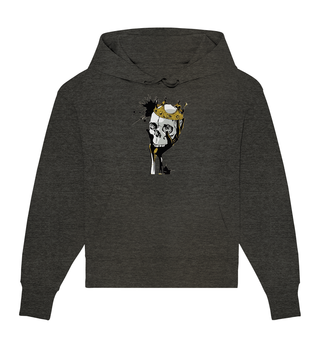 Totenkopf Krone Druck Vorne - Organic Oversize Hoodie