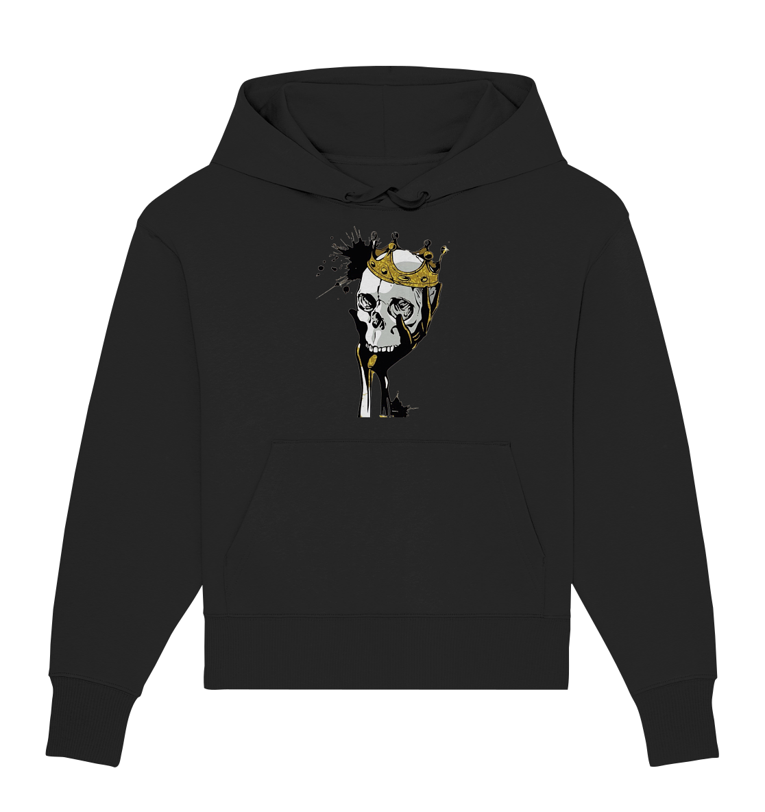 Totenkopf Krone Druck Vorne - Organic Oversize Hoodie