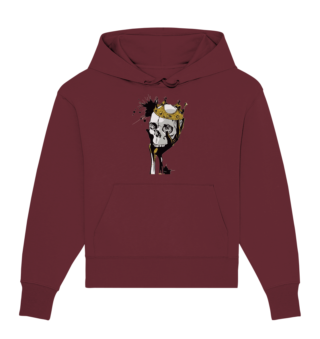 Totenkopf Krone Druck Vorne - Organic Oversize Hoodie