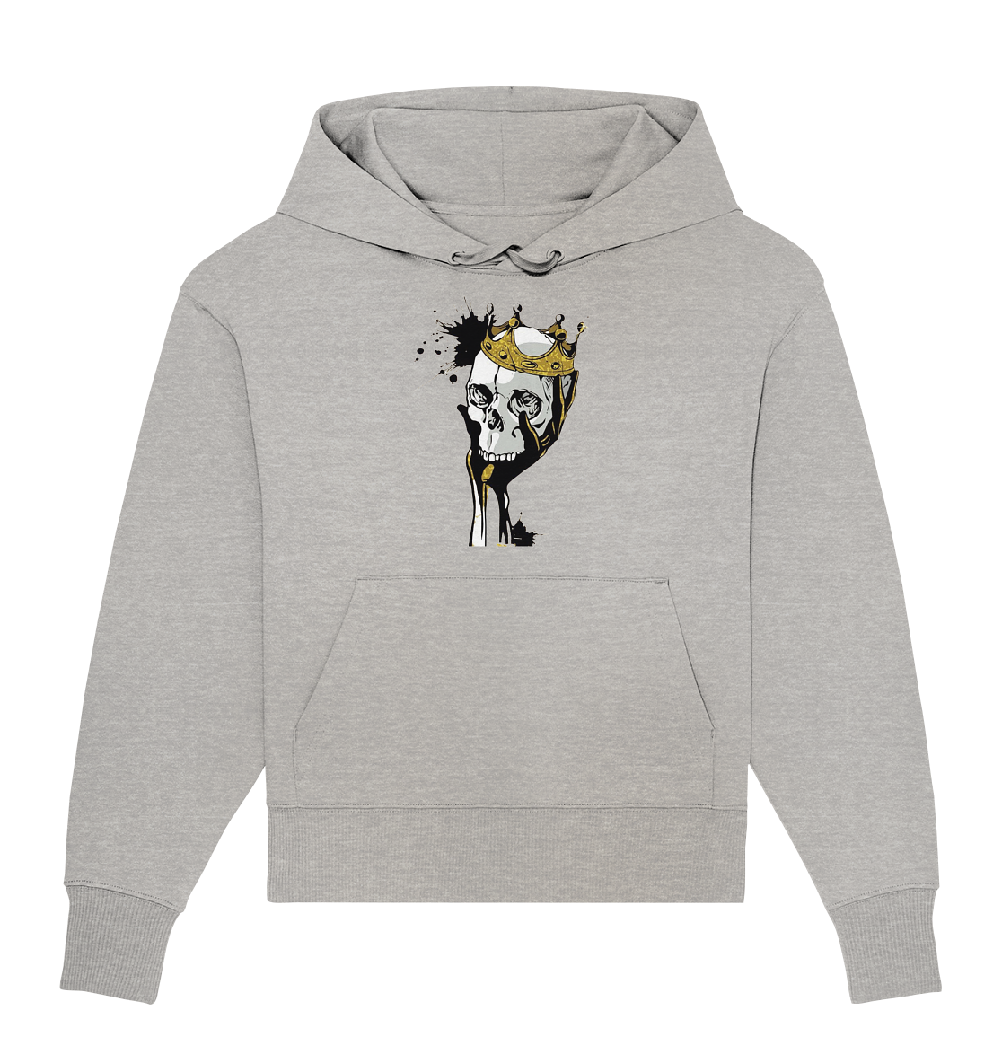 Totenkopf Krone Druck Vorne - Organic Oversize Hoodie