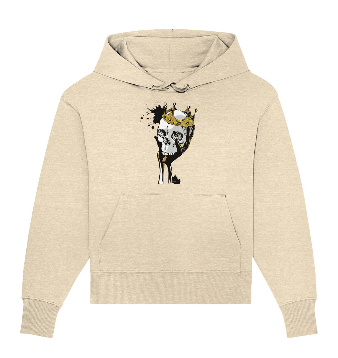 Totenkopf Krone Druck Vorne - Organic Oversize Hoodie
