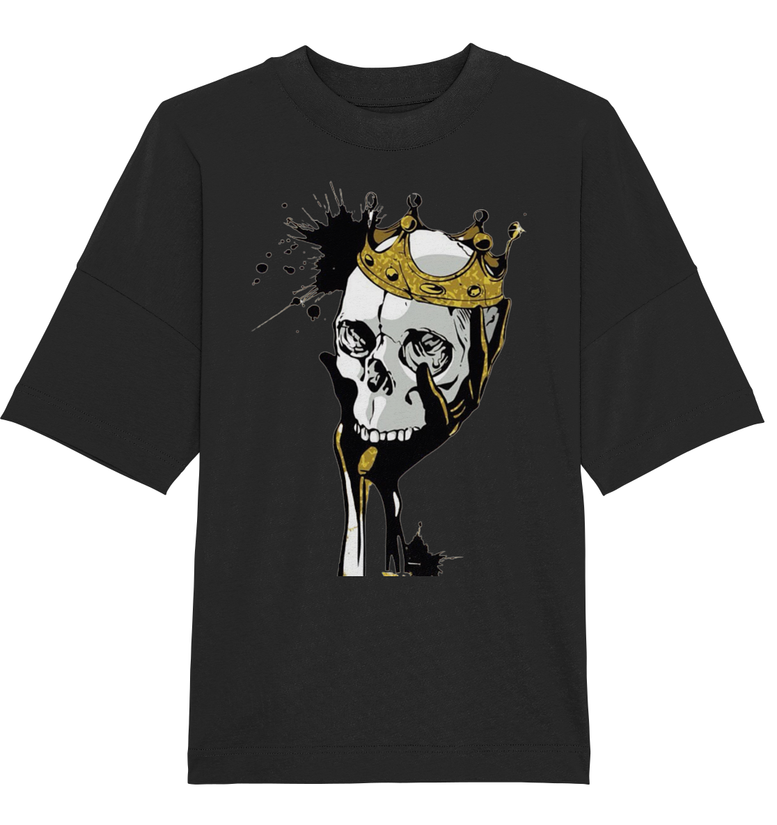 T-Shirt Totenkopf Krone Druck Vorne - Organic Oversize Shirt