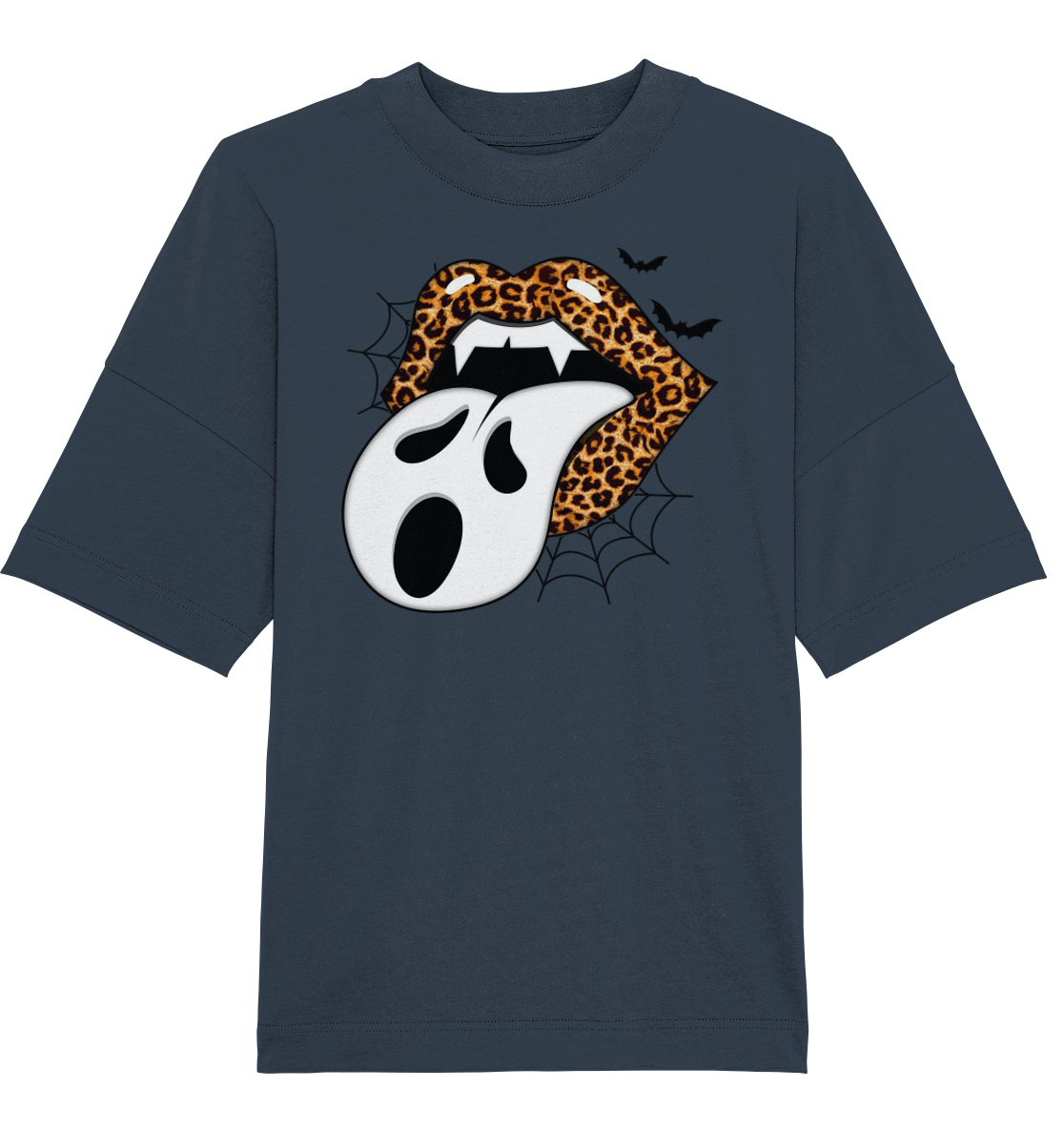 T-Shirt Lippen Halloween Druck Vorne - Organic Oversize Shirt